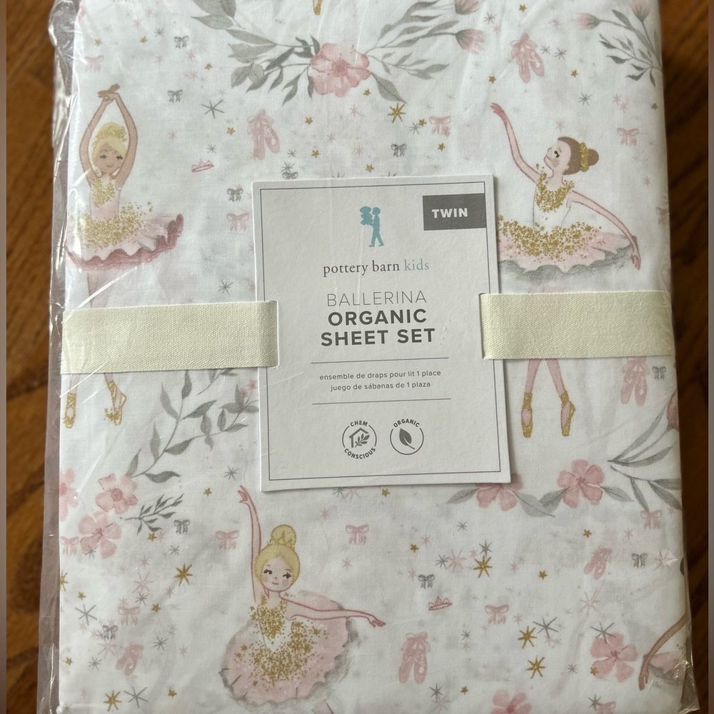 COPY - NWT Pottery Barn Kids TWIN organic ballerina sheet set